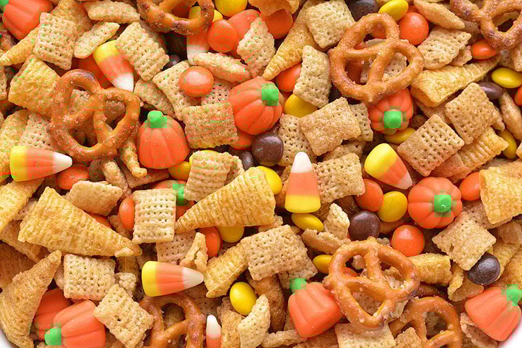Candy corn in Chex mix or trail mix